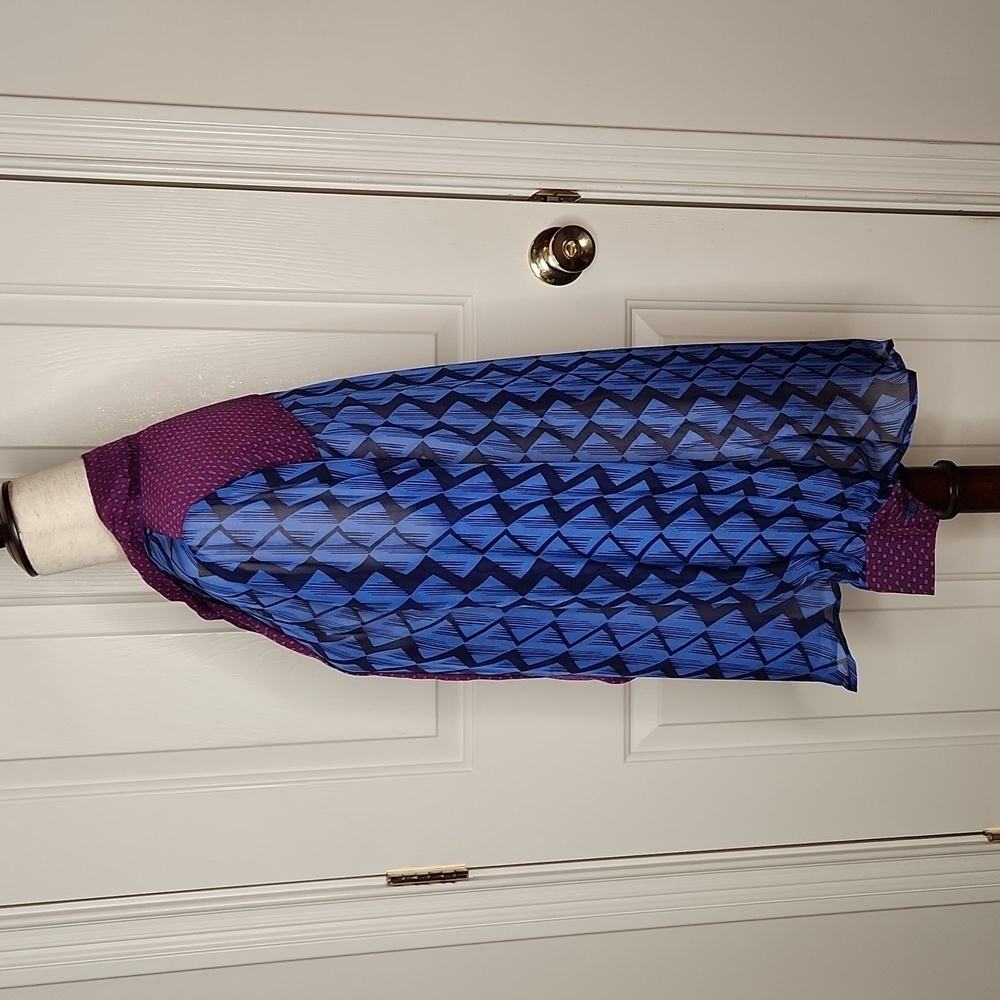 Hale Bob Blue and Purple Abstract Tie Neck Silk Top Size M - Picture 5 of 12
